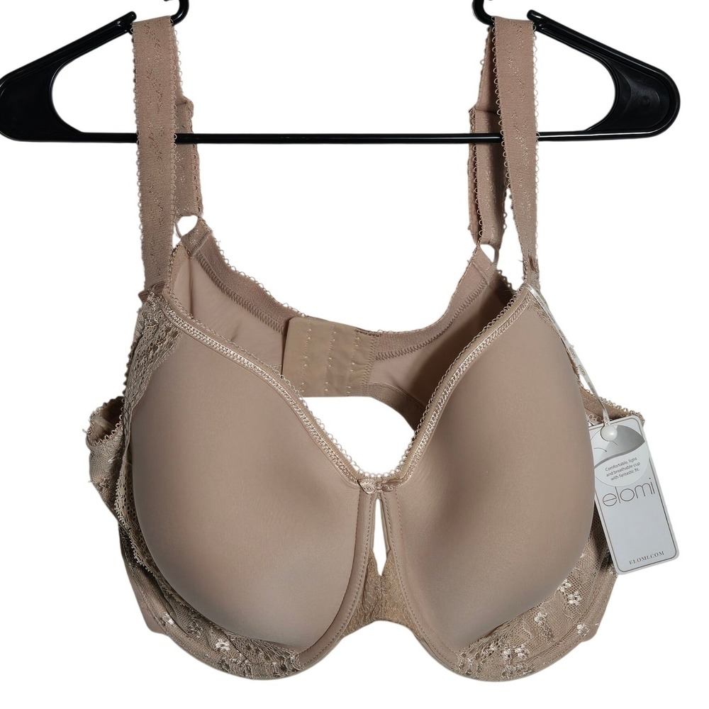Elomi Charley Molded Spacer Bra 40H Tan Lace Underwire NWT Neutral Beige Plus